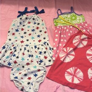 Hanna Andersson Green Floral Dress with Purple Trim